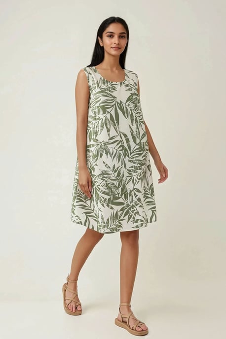 Blumiges A-Linien Fit ärmelloses Minikleid - Image 2