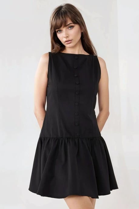 Ärmelloses A-Linien-Minikleid mit Knopfdetail - Image 1