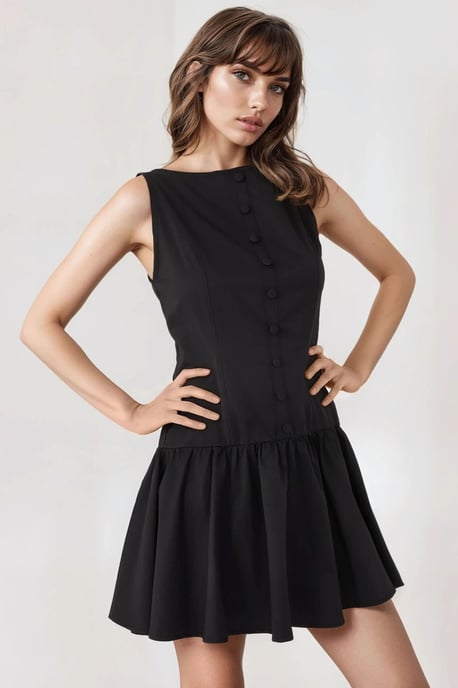 Ärmelloses A-Linien-Minikleid mit Knopfdetail - Image 3