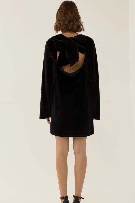 Mini-Kleid aus Samt mit offener Rückseite und Schleifen-Details - Image 2