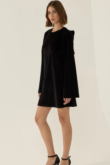 Mini-Kleid aus Samt mit offener Rückseite und Schleifen-Details - Image 3