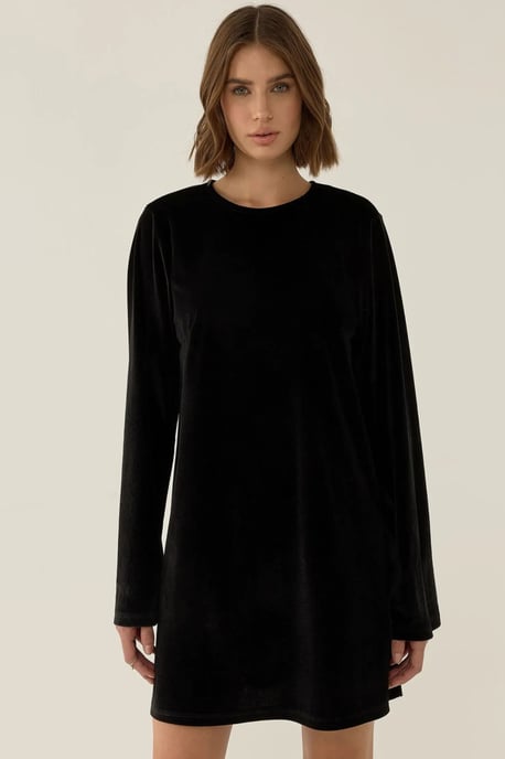 Mini-Kleid aus Samt mit offener Rückseite und Schleifen-Details - Image 4