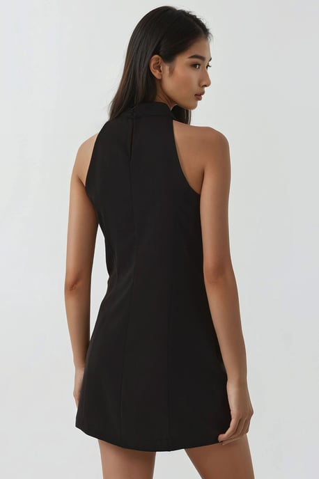 Drapiertes Minikleid mit Kapuzenkragen - Image 4