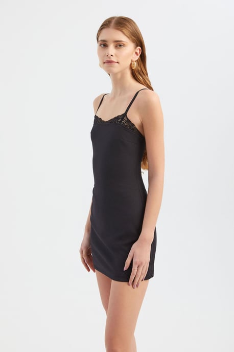 Herz-Ausschnitt Spaghetti-Träger Mini Bodycon Kleid mit Spitzendetail - Image 4