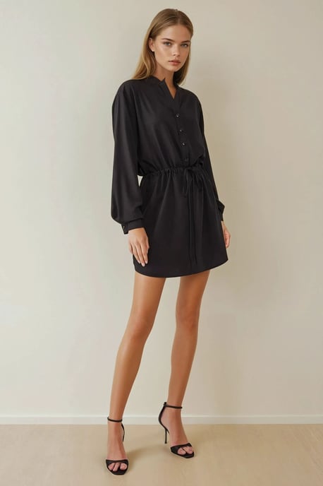 Relaxed Fit Viskose Minihemdkleid - Image 1