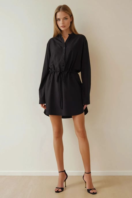 Relaxed Fit Viskose Minihemdkleid - Image 3