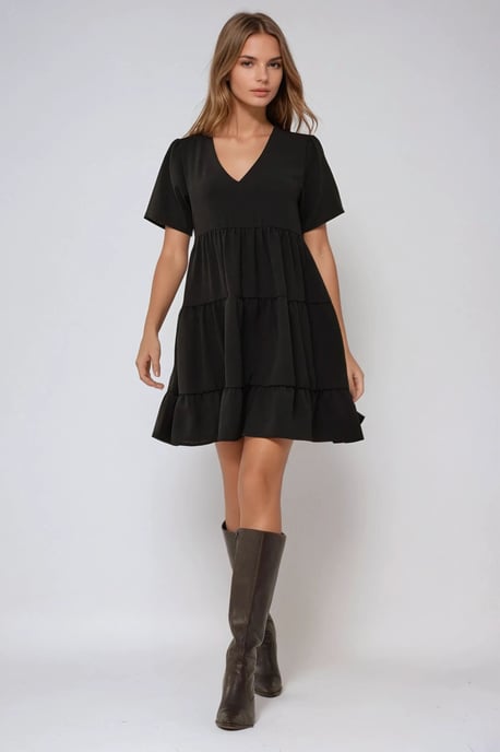 V-Ausschnitt A-Linien Mini-Kleid - Image 1
