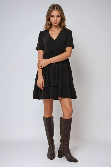 V-Ausschnitt A-Linien Mini-Kleid - Image 2