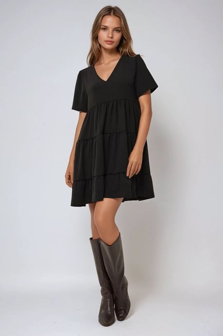 V-Ausschnitt A-Linien Mini-Kleid - Image 3
