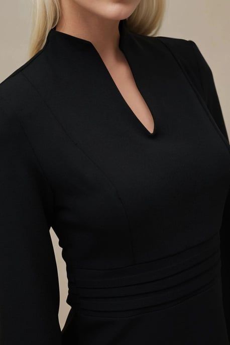 Elegantes V-Ausschnitt Mini-Kleid mit langen Ärmeln - Image 6