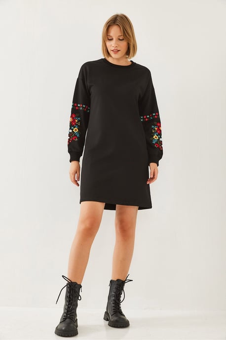 Besticktes Rundhals-Mini-Kleid - Image 2
