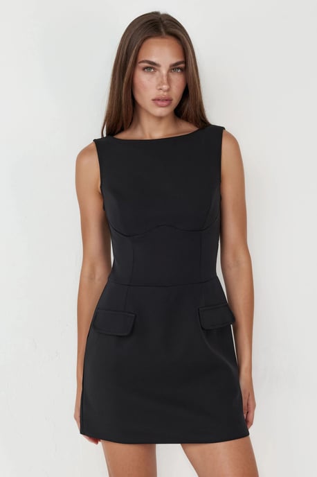 Mini-Kleid mit Klapptaschen und integrierten Shorts - Image 1