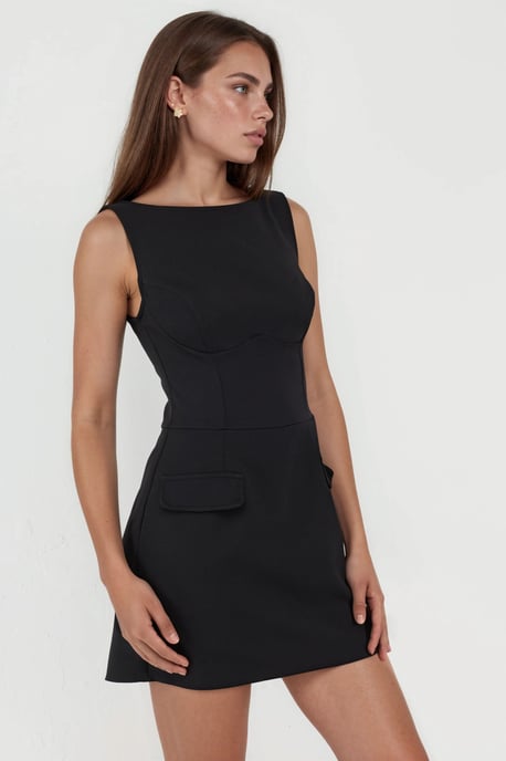 Mini-Kleid mit Klapptaschen und integrierten Shorts - Image 2