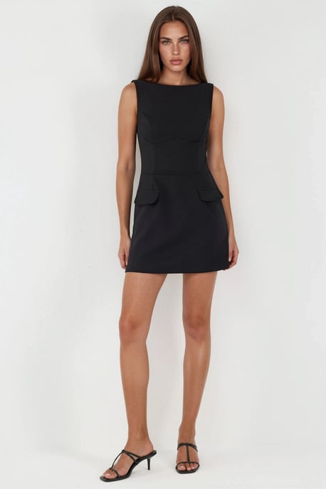 Mini-Kleid mit Klapptaschen und integrierten Shorts - Image 5
