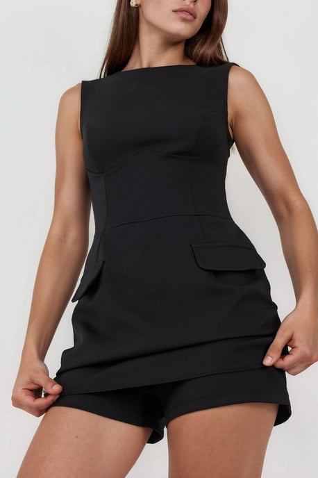Mini-Kleid mit Klapptaschen und integrierten Shorts - Image 6