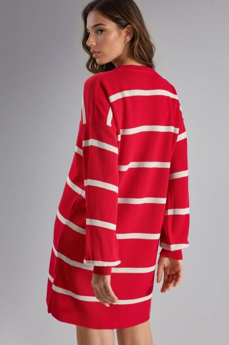 Rippgestreiftes Strick-Minikleid mit Rundhalsausschnitt - Image 4
