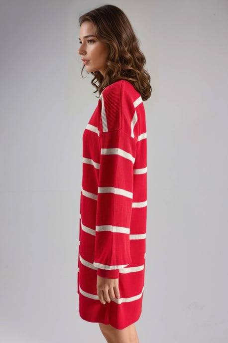 Rippgestreiftes Strick-Minikleid mit Rundhalsausschnitt - Image 5