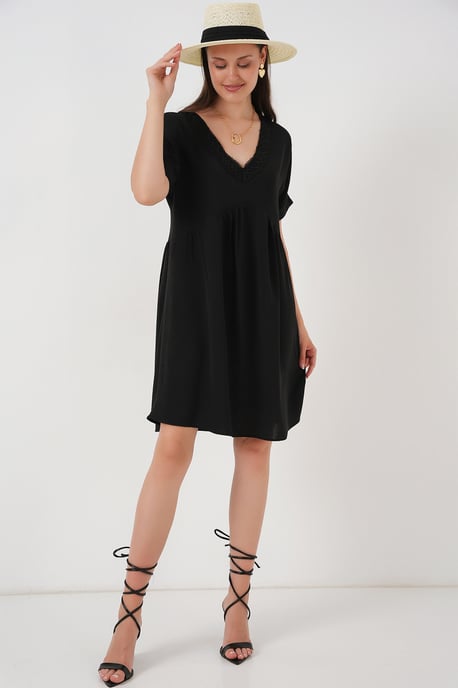 V-Ausschnitt Mini-Kleid mit Futter - Image 2