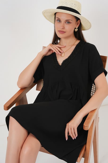 V-Ausschnitt Mini-Kleid mit Futter - Image 3