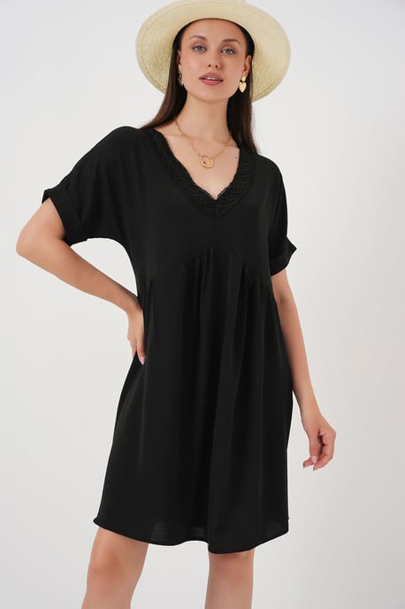 V-Ausschnitt Mini-Kleid mit Futter - Image 4