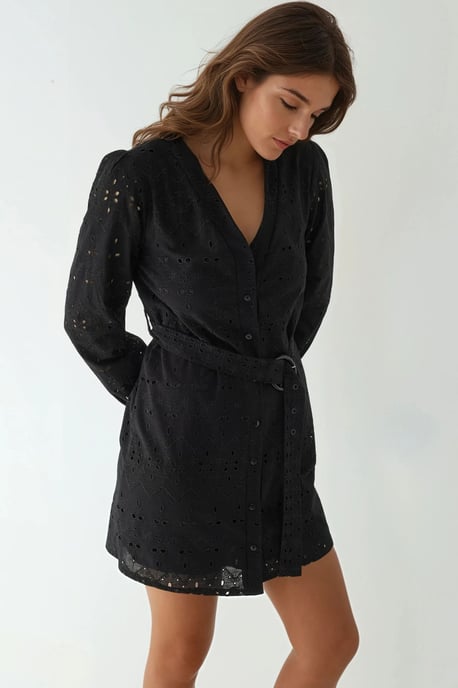 Musteriertes V-Ausschnitt Mini-Kleid Pika-Kollektion - Image 3
