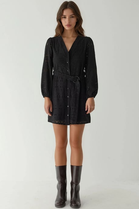Musteriertes V-Ausschnitt Mini-Kleid Pika-Kollektion - Image 6