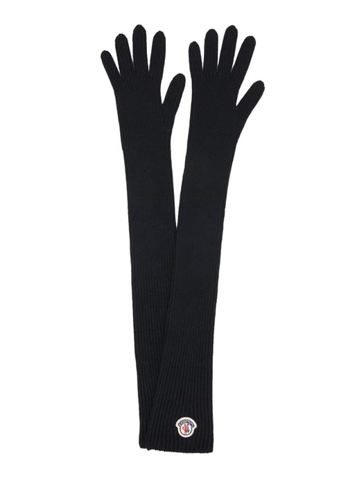 Lange Handschuhe aus Schurwolle mit Logo-Patch - Image 2