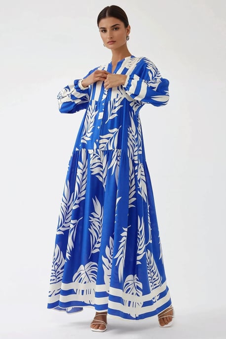 Bedrucktes Langarm-Viskose-Maxikleid - Image 3