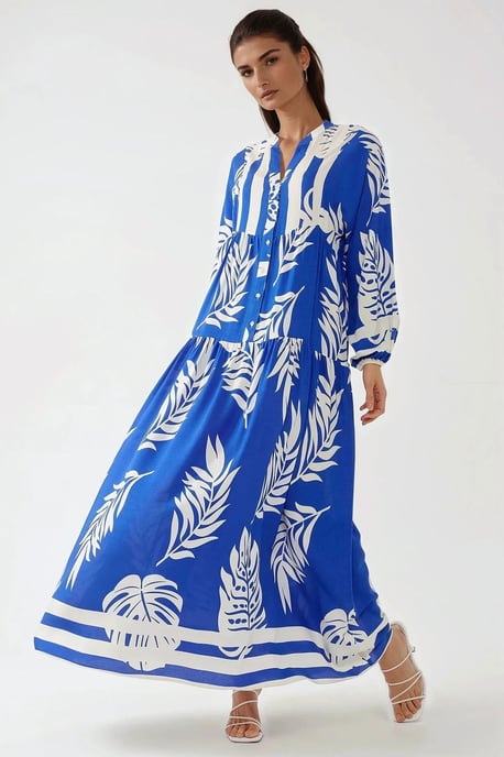 Bedrucktes Langarm-Viskose-Maxikleid - Image 4