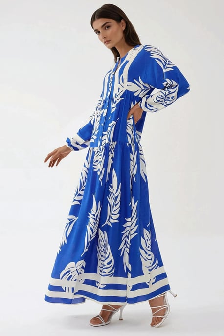 Bedrucktes Langarm-Viskose-Maxikleid - Image 6
