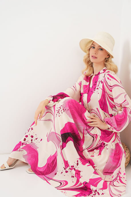 Gemustertes V-Ausschnitt Maxikleid - Image 2