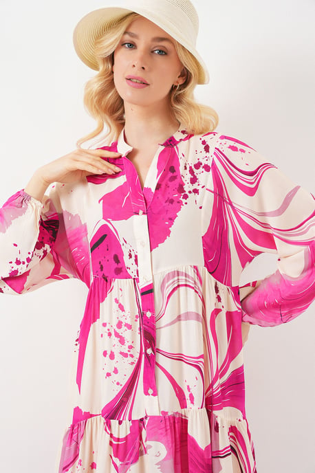 Gemustertes V-Ausschnitt Maxikleid - Image 3