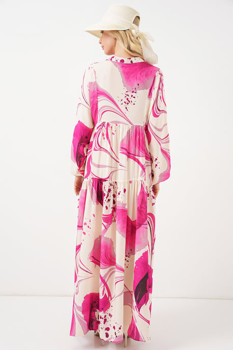 Gemustertes V-Ausschnitt Maxikleid - Image 6