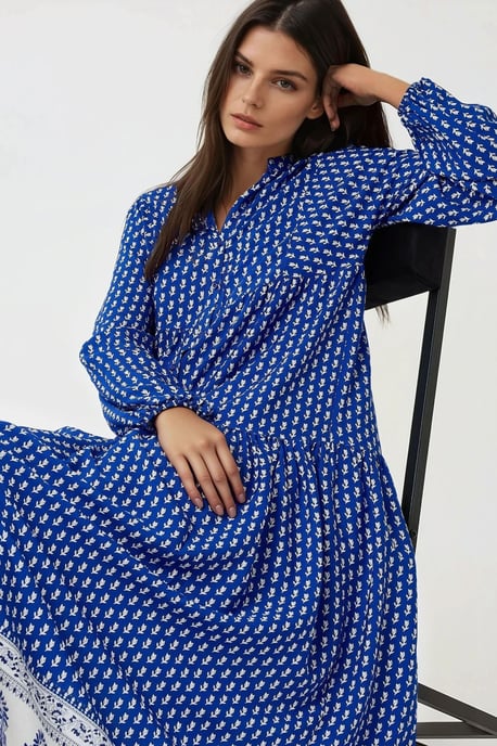 Bedrucktes V-Ausschnitt Maxikleid - Image 3