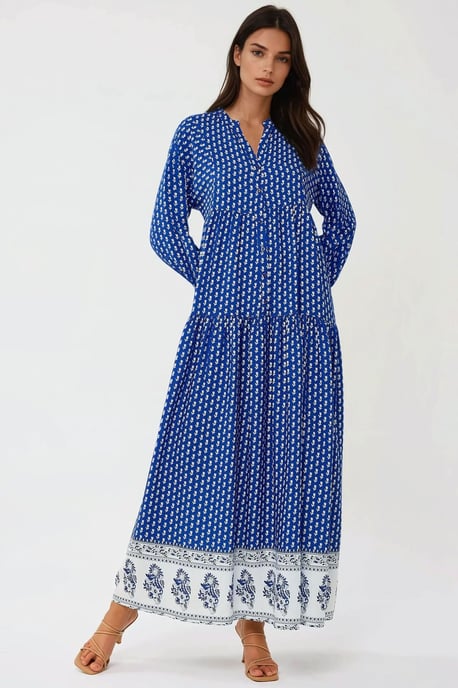 Bedrucktes V-Ausschnitt Maxikleid - Image 4