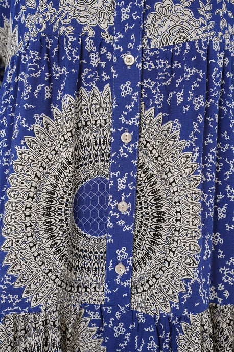 Bedrucktes V-Ausschnitt Maxikleid mit Knopfverschluss - Image 4