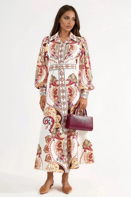 Muster Maxi-Kleid mit Gürtel - Image 1