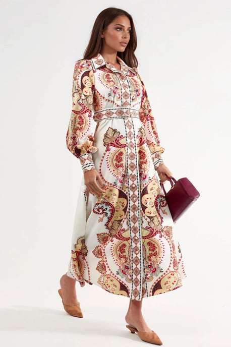 Muster Maxi-Kleid mit Gürtel - Image 2