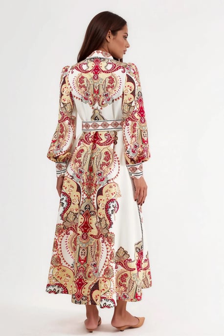 Muster Maxi-Kleid mit Gürtel - Image 3