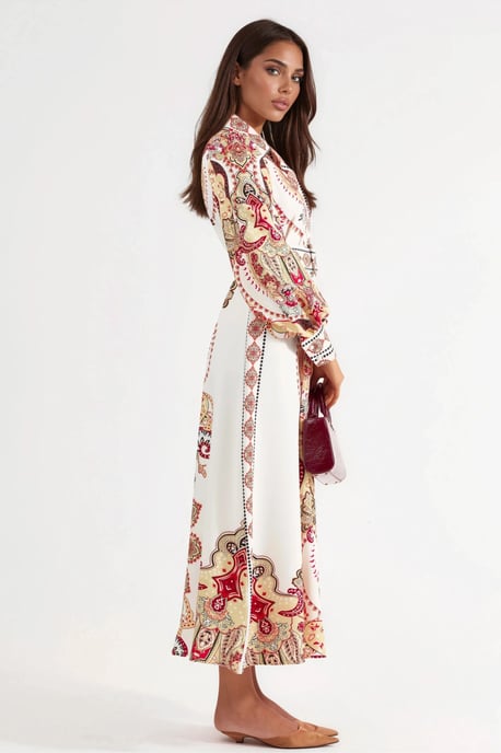 Muster Maxi-Kleid mit Gürtel - Image 4
