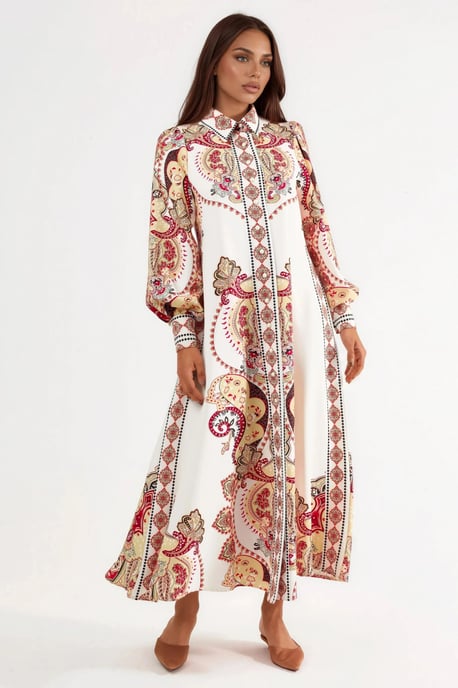 Muster Maxi-Kleid mit Gürtel - Image 6