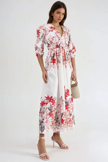 Blumen V-Ausschnitt Maxi-Kleid - Image 1