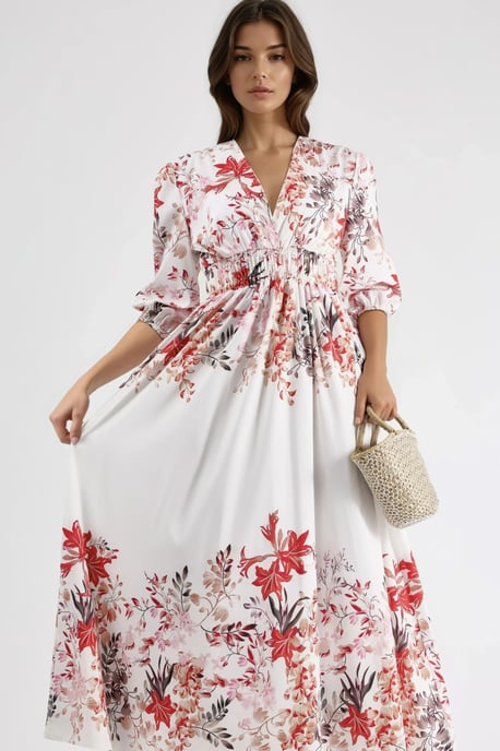 Blumen V-Ausschnitt Maxi-Kleid - Image 4