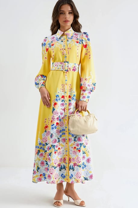 Blumiges Maxikleid mit Knopfverschluss - Image 1