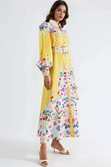 Blumiges Maxikleid mit Knopfverschluss - Image 2