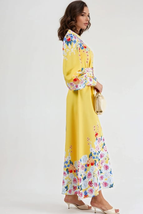 Blumiges Maxikleid mit Knopfverschluss - Image 4