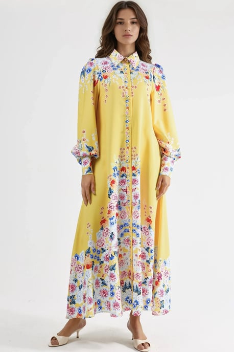 Blumiges Maxikleid mit Knopfverschluss - Image 5