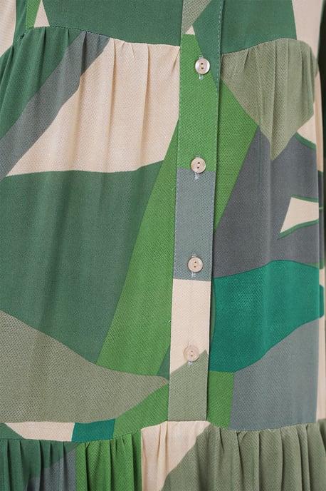 Gedrucktes V-Ausschnitt Maxikleid mit Knopfverschluss - Image 4