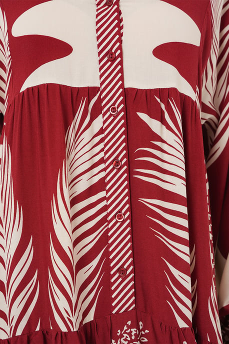 Gemustertes V-Ausschnitt-Maxi-Kleid mit Knopfschluss - Image 6
