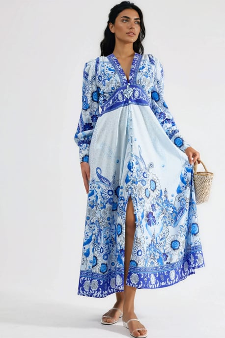 Floral Maxi-Kleid mit paneeliertem Design - Image 1